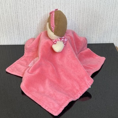 Baby Starters My First Doll Security Blanket Lovey Coral Pink Satin Heart Rattle Item image 3
