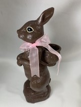 11&quot; Resin Chocolate Standing Easter Bunny Figure Basket Ribbon Collar (b... - $9.90