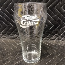 Vintage 1970’s Clear Enjoy COCA-COLA GLASS   6" tall 3" wide White Logo - $8.91