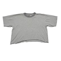 TNT Shirt Womens M Gray Short Sleeve Crew Neck Stripe Cropped Preshrunk T Shirt - $22.75