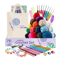 73 Piece Beginners Crochet Kit with Crochet Hooks Yarn Set, Premium Bundle Inclu - £37.88 GBP