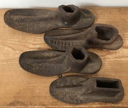 Set Lot 4 Vintage Antique Cast Iron Solid Metal Cobbler Shoemaker Shoe F... - $59.39