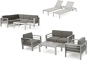 Christopher Knight Home Cape Coral Outdoor Aluminum Chat Set with Cushio... - $3,899.99