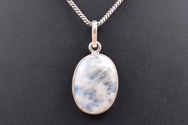925 Sterling Silver Pendant Necklace Natural Rainbow Moonstone Jewelry PS-1396 - £35.74 GBP
