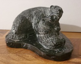 Vintage Aardvark Hand Carved Soapstone Sculpture Bear and Cubs Canada - £29.40 GBP