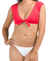 NWT Trina Turk Gorgeous Designer Tie Front Sexy Cap Sleeve Red Bikini To... - $45.54