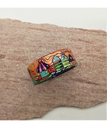 Painted Wooden Resin Bangle Bracelet inspired by Hundertwasser Art Jewel... - £45.94 GBP