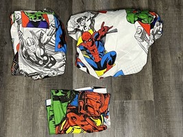 Marvel Comics Avengers Spider-Man Hulk Full Sz Sheet Set Flat Fitted Pil... - $379.99 MXN