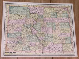 1893 Original Antique Map Of Colorado Denver Colorado Springs / Verso Wisconsin - $27.31