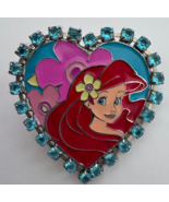 Disney Little Mermaid Ariel Jeweled Heart 2003 Blue Rhinestones Pin - $33.90 CAD
