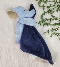 Carters Lovey Security Blanket Plush Elephant Navy Blue Brown Rattle Baby Tan - £10.44 GBP