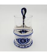 Gzhel Cup Glass Holder crystal lead glass tea spoon set Signed - €56,39 EUR Gzhel Cup Glass Holder crystal lead glass tea spoon set Signed - €56,39 EUR