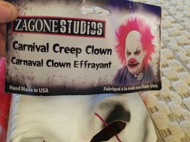 Zagone Studios Carnival Creep, Evil Clown Latex Face Half Mask with Red ... - £39.96 GBP