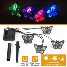 Solar Powered 4 LED Butterfly Fairy String Lights Lamp Outdoor Garden  - £20.74 GBP