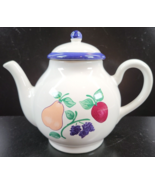 Princess House Orchard Medley Tea Coffee Pot &amp; Lid Set Fruit Blue Green ... - £38.83 GBP