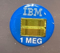Lot of 4 vintage IBM 1 MEG memory chip stick on button advertising memor... - $35.00