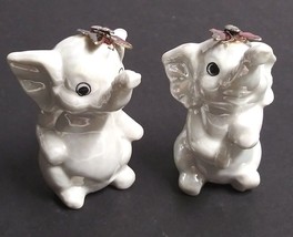 Pair of Iridescent Baby Elephant with Butterfly On Head Figurines 2.5&quot;h ... - £24.08 GBP