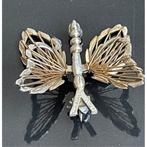 925 STERLING SILVER &amp; BRASS THREE-DIMENSIONAL BUTTERLY BROOCH SKY - $33.46