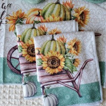 Kitchen Linens Set, 6pc, Give Thanks with a Grateful Heart, Sunflowers Pumpkins image 5