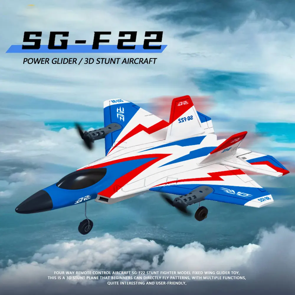 SG-F22 4K RC Airplane 3D Stunt Plane Model 2.4G Remote Control Fighter Glider - £71.98 GBP