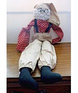 28&quot; Rustic Primitive Country Calico(Hearts) Santa Claus w/Glasses Shelf ... - £5.41 GBP