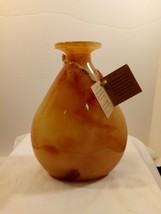 Artisan Home Amber/ Brown Hand-Crafted Glass Art Deco Vase 7 1/4&quot; Tall - $14.85