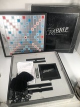 Scrabble Deluxe Onyx Edition Rotating Turntable Black Silver Wood Tiles Complete - £66.37 GBP