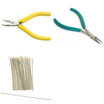  Teborg Jewelers&#39; Pliers,60?bent tip,Wire Bead Knotting Plier 5&quot;,30 Head PinsKit - £73.51 GBP