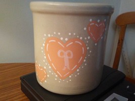 Roseville Ransbottom High Jar 2 Quart crock with pink hearts - $37.04