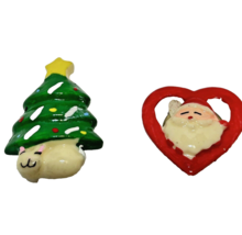 Vintage Christmas Button Covers Resin 1.5&quot; Christmas Tree 1&quot; Santa Claus... - $9.45