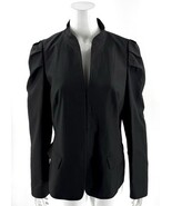 Lafayette 148 Blazer Jacket Womens Sz 12 Black Ruched Shoulder Hook Eye ... - $1,725.26 MXN