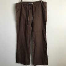 Acrobat M Pant Brown Linen Wide Leg Drawstring Belt Casual Lagen Look Co... - $26.72