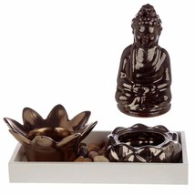 Eden Buddha &amp; Lotus Candle &amp; Incense Cone Burner - £10.76 GBP