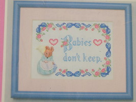 Mary Maxim Exclusive Babies Don&#39;t Keep 78233 with Frame and Figurine Nee... - £9.16 GBP
