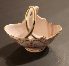 Leander 1946 14K Gold Porcelain Basket - Vintage Bohemian China - Pink floral - £20.52 GBP