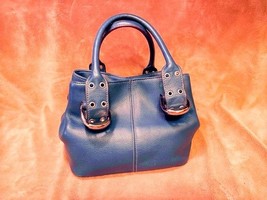 Tignanello Sassy Medium Blue Cobblestone Leather Double Handle Satchel  - £27.24 GBP