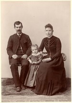 Circa 1880&#39;S Named Cabinet Card Family Of Three Little Girl Keller Mendota, Il - £7.49 GBP
