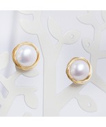 14K Gold Pearl Earrings, Freshwater Pearl Stud Earrings, 925 Sterling Si... - £37.30 GBP