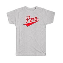 Peru : Gift T-Shirt Flag Varsity Script Baseball Beisbol Country Pride Peruvian - £19.57 GBP