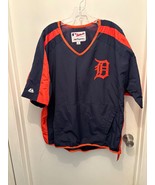 Detroit Tigers MLB Majestic Blue Pullover Windbreaker Jacket Mens LARGE - $48.07 CAD