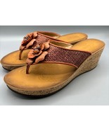 Clarks Women&#39;s Wedge Sandals With Flower Detailing Size 9 M - $291.49 MXN