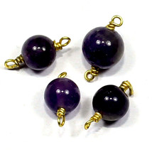 Amethyst Round Pair Smooth Beads Briolette Natural Loose Gemstone Making Jewelry - £2.35 GBP