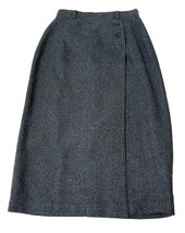 Norton McNaughton Vintage Sz 10 Long Skirt Gray Straight Lined Partial Wrap - $13.88