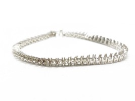 4MM Redondo Pulsera Espacios en Blanco Monturas 925 Plata Tenis Soporte - $61.64+