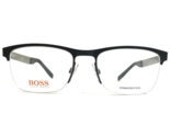 HUGO BOSS Occhiali Montature BO 0227 92K Nero Grigio Quadrato Mezzo Cerchio - $78.88