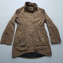 Venezia Milano Jacket Womens Small Brown Zip Snap Pockets Hooded Outdoor - $306.15 MXN