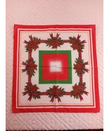 6-Christmas Holiday Holly Poinsettia Plaid Ribbon Cloth Napkins Green Re... - £10.93 GBP