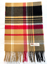 Men Women 100%Cashmere Scarf Made England Plaid Camel/Black/Red/Cream #1... - £15.56 GBP