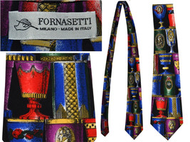 FORNASETTI Cortata pour homme 100% soie fabriquée en Italie FR12 T0G - £107.48 GBP