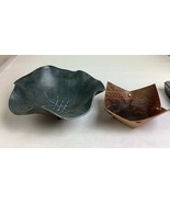 Set Of 2 Handmade Bowls - Blue Footed Ceramics W/ Scalloped Edges &amp; Leat... - $19.79